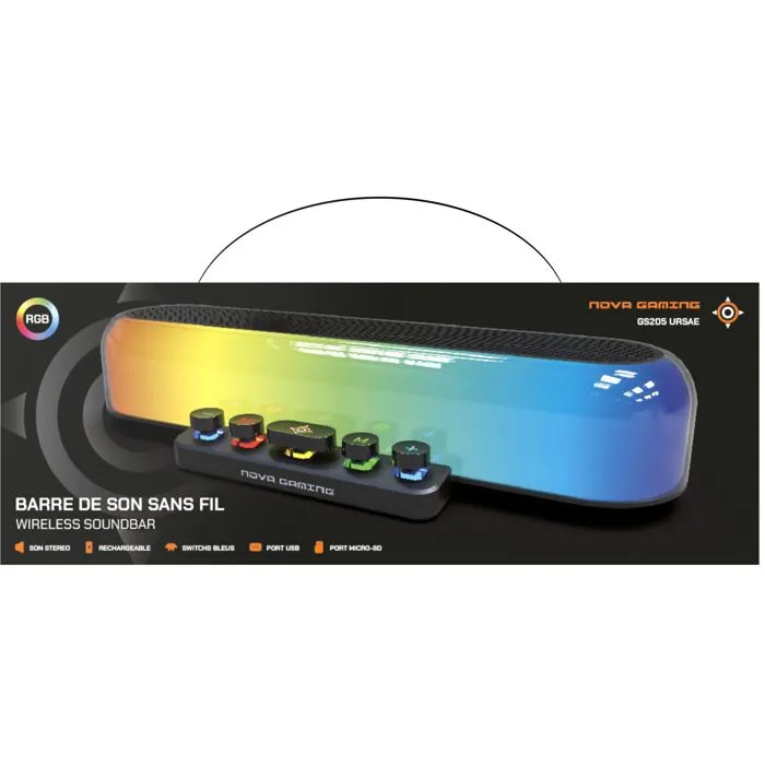 NOVA GAMING Barra de Sonido para Juegos Ursae NOV3700527314143 - LED RGB - Negro