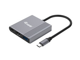 Equip Adaptador 3in1 USB-C 1xHDMI 4K/60Hz 1xUSB-A 1xUSB-C Alimentacion 100WCable 25cm Carcasa Aluminio