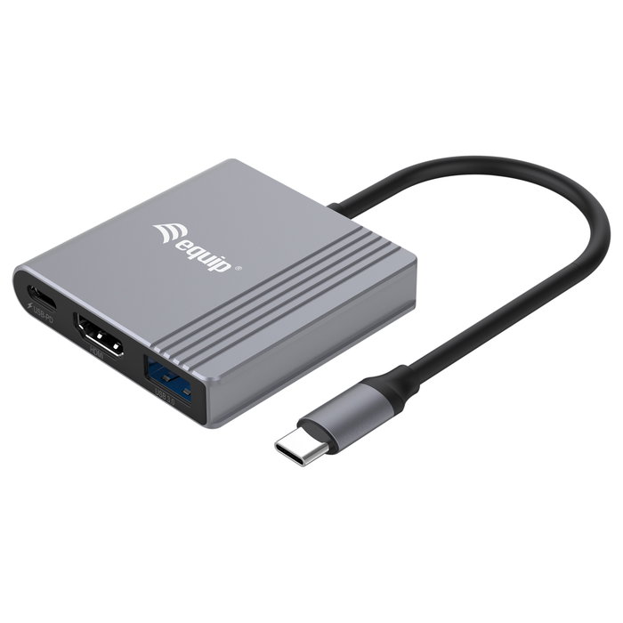Equip Adaptador 3 en 1 USB-C HDMI 4K/60Hz USB-A USB-C PD 100W Gris Equip Adaptador 3 en 1 USB-C HDMI 4K/60Hz USB-A USB-C PD 100W Gris
