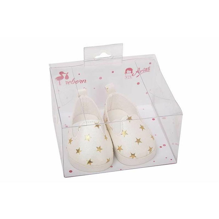 Muñecas Arias Set Zapatos Blanco Con Estrellitas Para Muñecos De 45 Cm