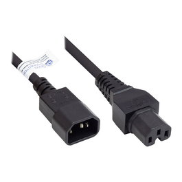 Alcasa Cable IEC 60320 C14 a C15 H05V2V2-F 250V 10A, 3 Metros, Negro - P1450-S030