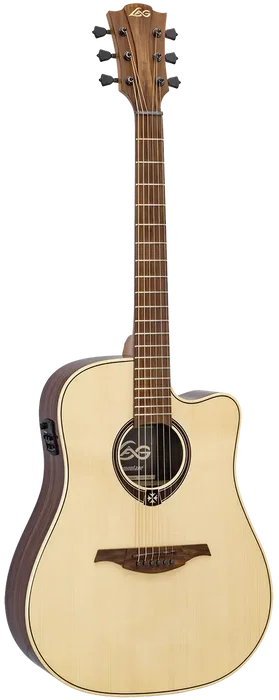 LAG Guitarra Acústica-Eléctrica Tramontane 218 A/E Dreadnought Cutaway Natural con Electrónica STAGELAG