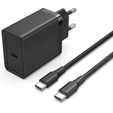 Vention FAHBF-EU Cargador de Pared USB-C 25W con 1 Puerto y Cable USB Tipo-C, Carga Rápida PD 3.0 Vention FAHBF-EU Cargador de Pared USB-C 25W con 1 Puerto y Cable USB Tipo-C, Carga Rápida PD 3.0