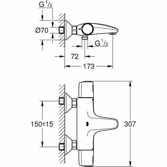 Grohe Mezclador termostático Precision Trend Negro mate