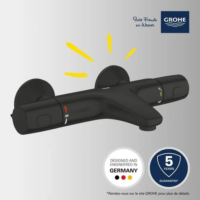 Grohe Mezclador Termostático Baño/Ducha Precision Trend 1022162432 Negro Mate Montaje Visto Ahorro de Agua Grohe Mezclador Termostático Baño/Ducha Precision Trend 1022162432 Negro Mate Montaje Visto Ahorro de Agua