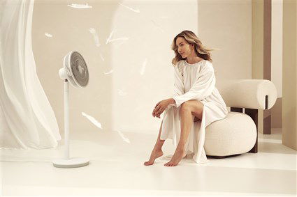 Duux DXCF60 Ventilador de Pie Silencioso Essence Blanco 7 Velocidades 15m Oscilación 90º Horizontal 50º Vertical Temporizador Modo Noche