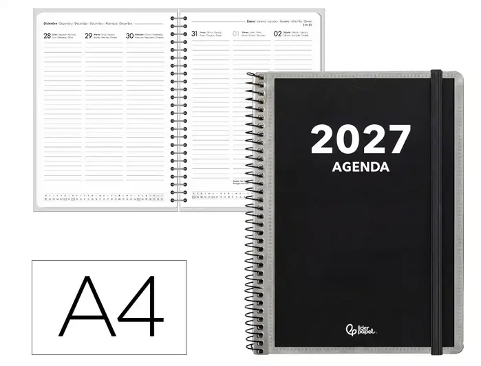Liderpapel Agenda de oficina 2027 A4 semana vista bilingüe Liderpapel Agenda de oficina 2027 A4 semana vista bilingüe