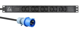 Lanview Regleta de alimentación para montaje en rack de 19", 3m, 16A, 10 tomas C13, medidor de amperios