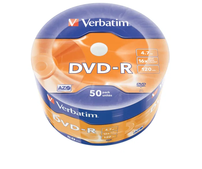 Verbatim DVD-R 4.7 GB 16x, 50 Unidades, Superficie Matt Silver, Paquete Husillo