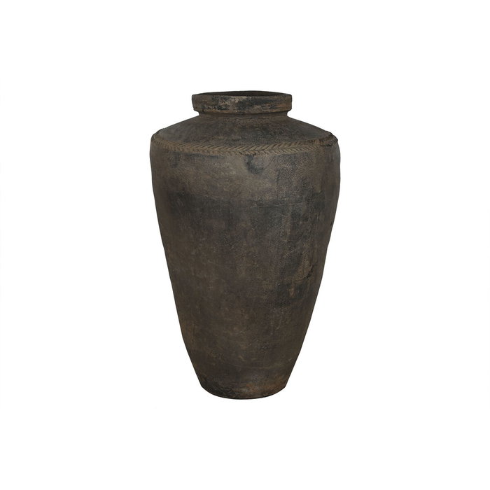 DKD Home Decor Ánfora de Terracota Negra Pieza Única Antigua