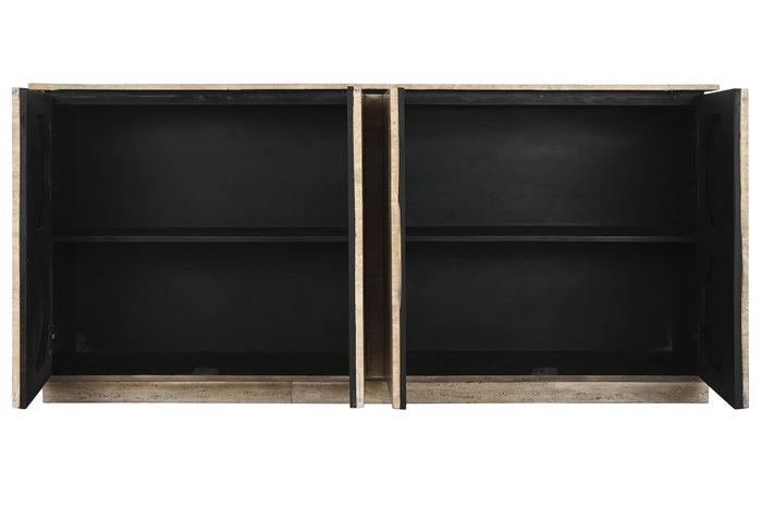 DKD Home Decor Buffet de Madera y Mármol Travertino Natural 180x40x85
