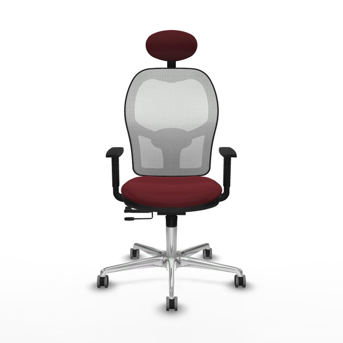 PIQUERAS Y CRESPO Silla de oficina Jorquera con mecanismo Sincro/Traslack, Granate y Blanco