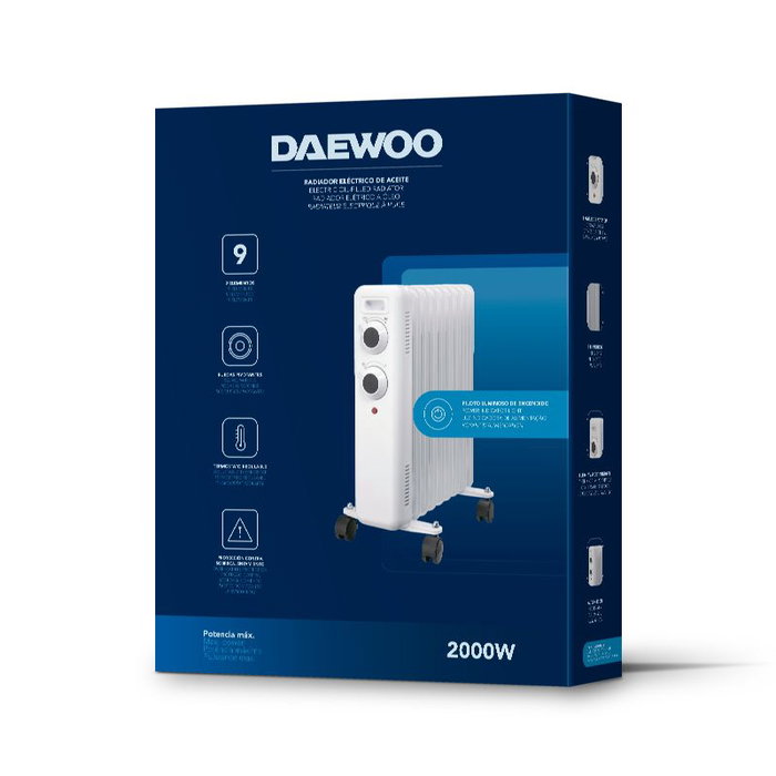 DAEWOO Radiador de aceite de 9 elementos 2000W - blanco