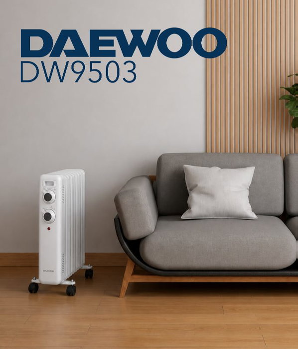 DAEWOO Radiador de aceite de 9 elementos 2000W - blanco