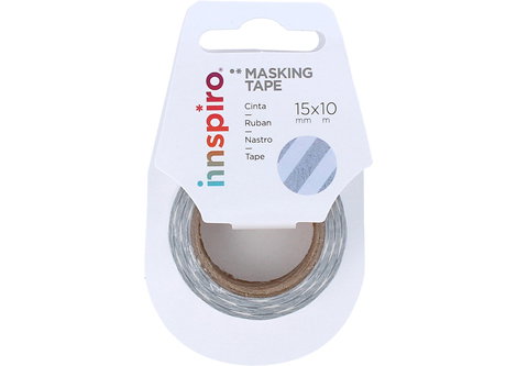 Innspiro Cinta masking tape Washi foil líneas plateado Serie Metal 15mm x 10m Innspiro Cinta masking tape Washi foil líneas plateado Serie Metal 15mm x 10m