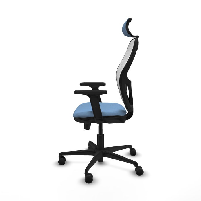 PIQUERAS Y CRESPO Silla de oficina Jorquera con mecanismo Sincro/Traslack, Azul cielo y Blanco