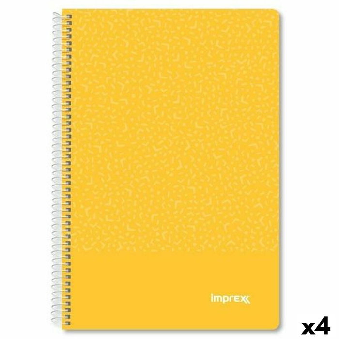 IMPREX Set de 4 Cuadernos de Espiral Folio Tapa PP 80H 90gr Amarillo