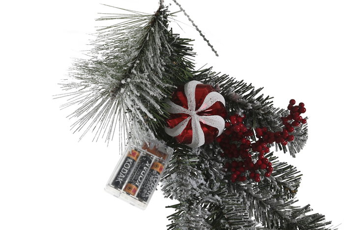 DKD Home Decor Guirnalda LED PVC Nevado Blanco y Rojo 35 LEDs