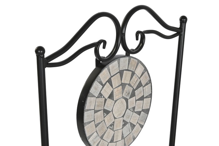 DKD Home Decor Silla Terraza Y Jardin Multicolor Negro 50 x 94 x 42 cm Forja Ceramica