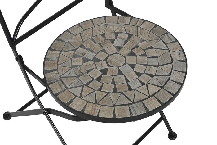 DKD Home Decor Silla Terraza Y Jardin Multicolor Negro 50 x 94 x 42 cm Forja Ceramica