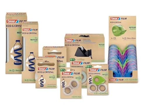 Tesa Film Eco&Crystal Cinta Adhesiva Transparente 10 m x 19 mm con Minidispensador