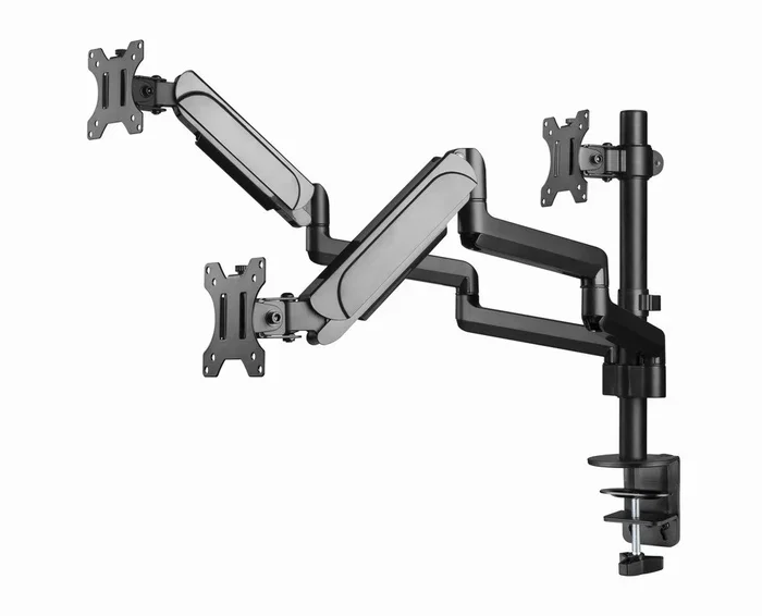 Gembird MA-DA3-01 Soporte para 3 Monitores Ajustable Negro