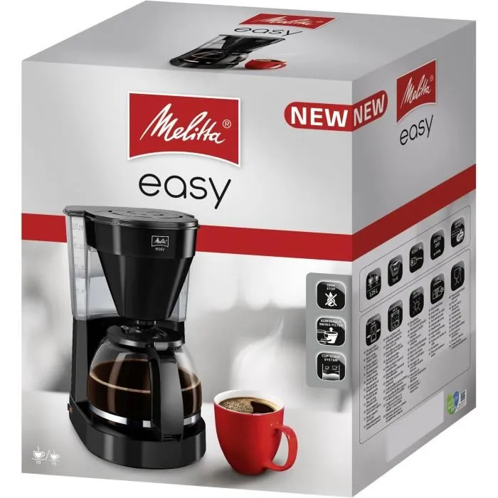 Melitta Easy II Cafetera de goteo con jarra de cristal, 10 tazas, Negro