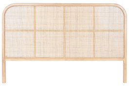 DKD Home Decor Cabecero de Cama Rubberwood y Ratán Natural 180x120 cm