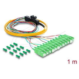 DeLOCK Cable de fibra óptica 91047 con 12 x SC-APC Simplex a 12 x extremos abiertos, 1 m