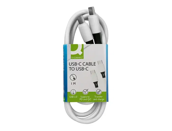 Q-connect Cable USB-C a USB-C PVC 1m Blanco