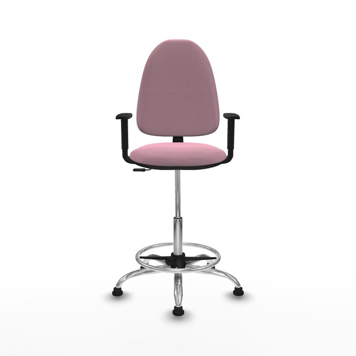 PIQUERAS Y CRESPO Taburete Aýna Rosa con Brazos 1D y Base Cromada