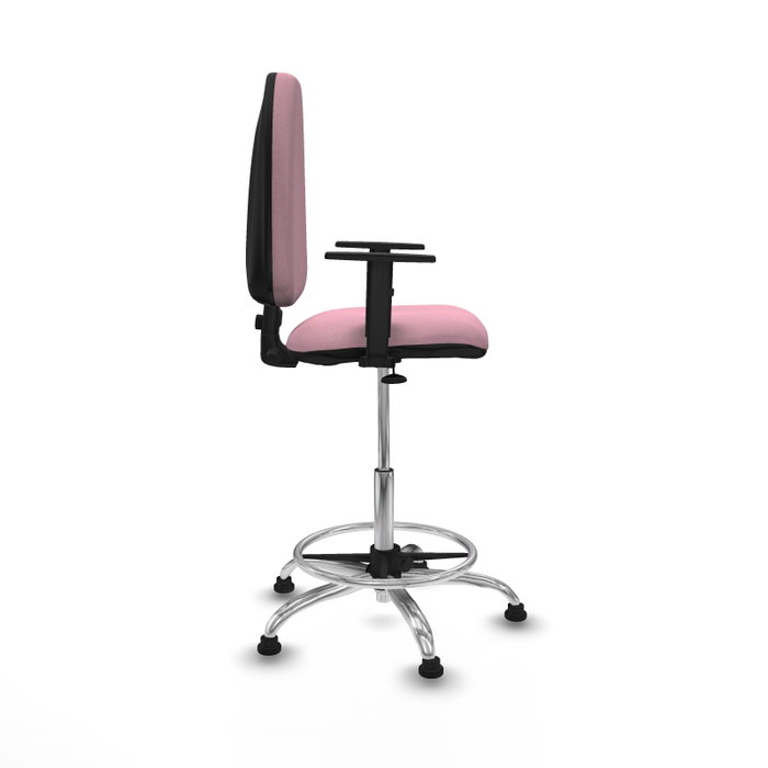 PIQUERAS Y CRESPO Taburete Aýna Rosa con Brazos 1D y Base Cromada