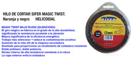 SIFER Hilo de Desbrozadora Naranja/Negro 2.4mm x 15m
