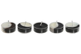 DKD Home Decor Vela Indio Black magic 24 Cera Parafina Negro Blanco 7 x 2 x 20 cm Set de 5 (12 Unidades)