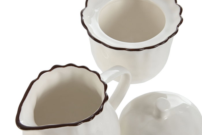 DKD Home Decor Set de 2 Azucareros de Porcelana Louvre Loving 24 Blanco y Marrón DKD Home Decor Set de 2 Azucareros de Porcelana Louvre Loving 24 Blanco y Marrón