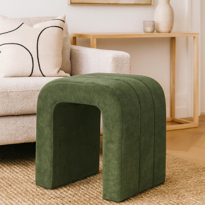Versa Taburete Tapizado Verde 38x45 cm Metal Terciopelo