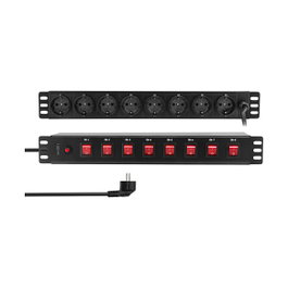 LogiLink Regleta de alimentación PDU 19'' 8 tomas con interruptores independientes