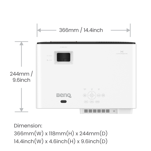 BenQ 9H.JSC77.17E Videoproyector de Corto Alcance 2160p 4K, 2200 Lúmenes ANSI, DLP, Proyector para Cine en Casa, Negro/Blanco