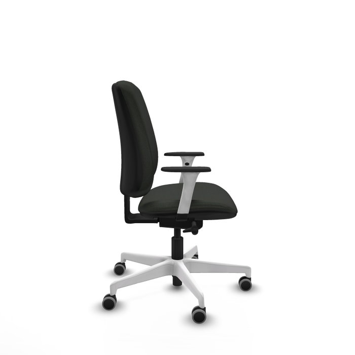 PIQUERAS Y CRESPO Alares Silla de Oficina Tapizada Bali Negro con Brazos y Base Blancos