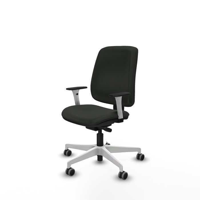 PIQUERAS Y CRESPO Alares Silla de Oficina Tapizada Bali Negro con Brazos y Base Blancos