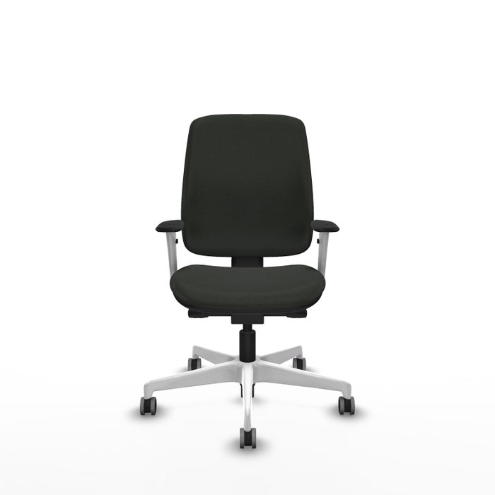 PIQUERAS Y CRESPO Alares Silla de Oficina Tapizada Bali Negro con Brazos y Base Blancos