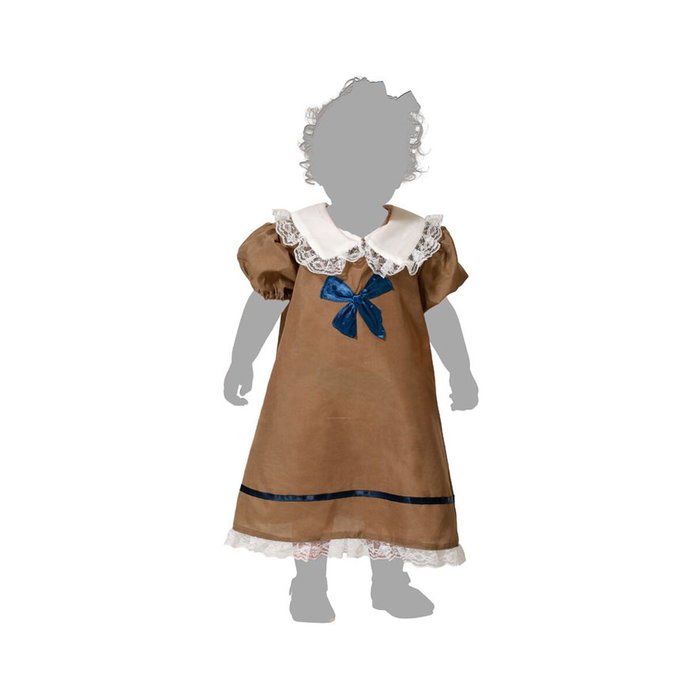 Disfraz Muñeca Antigua Bebé - Vestido Marrón con Encajes y Lazos Azules, 6-12 Meses Disfraz Muñeca Antigua Bebé - Vestido Marrón con Encajes y Lazos Azules, 6-12 Meses