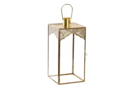 DKD Home Decor Farola Metal y Cristal Dorado 11 x 11 x 23 cm (2 Unidades)