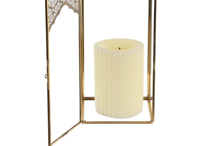 DKD Home Decor Farola Metal y Cristal Dorado 11 x 11 x 23 cm (2 Unidades)