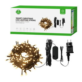 Woox R5168 Tira de Luces LED Navidad Smart, 20 Metros, 200 Bombillas, Blanco Cálido 2500K, 230 Lumen, Control Wi-Fi y App, IP44 para Interior/Exterior