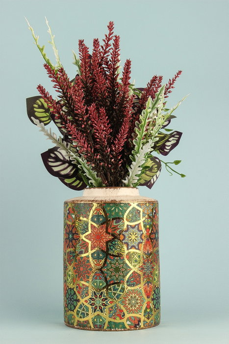 Aberto Design Maceta decorativa YL731 de cerámica pintada a mano, 12 cm diámetro, 17 cm altura