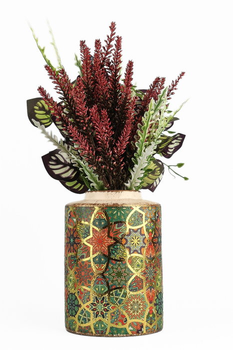 Aberto Design Maceta decorativa YL731 de cerámica pintada a mano, 12 cm diámetro, 17 cm altura