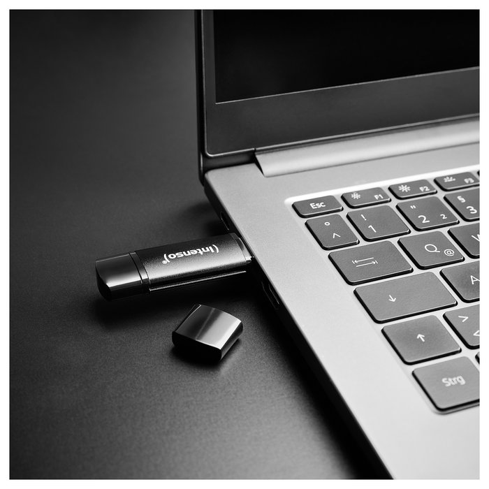 Intenso STICK Intenso Flex Line 256 GB - Memoria USB 3.2 Gen 1 (70 MB/s) con Conectores USB-C y USB-A, Color Negro, 3544492