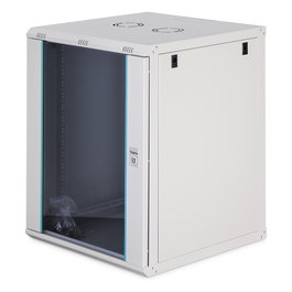 Digitus Bastidor de Pared 19" Dynamic-N Series, Armario Rack 600x600x785 mm (AnxPrxAl), 16U, 60 kg, Cristal/Acero, Rieles, Gestion de Cables