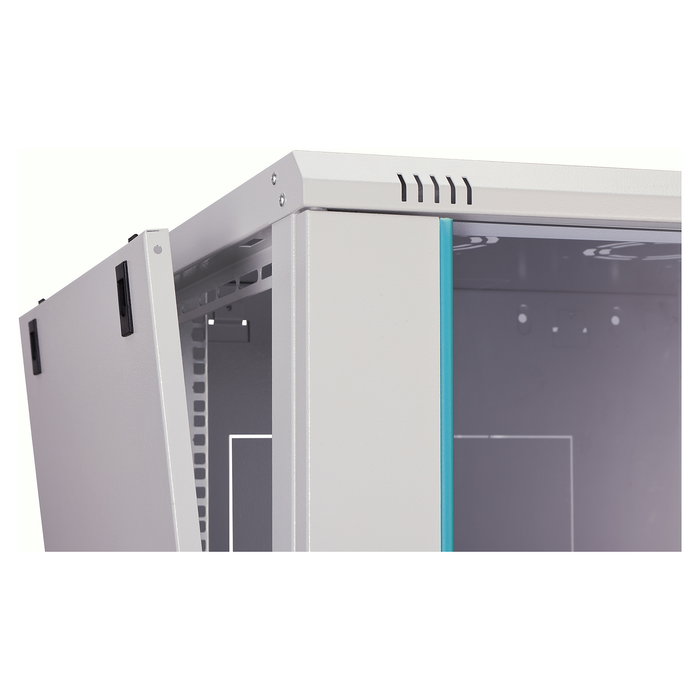 Digitus Bastidor de Pared 19" Dynamic-N Series, Armario Rack 600x600x785 mm (AnxPrxAl), 16U, 60 kg, Cristal/Acero, Rieles, Gestion de Cables